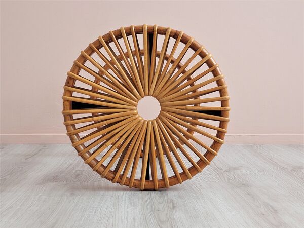 Tabouret En Rotin moderne Rohe Noordwolde Du milieu Du Siècle Néerlandais, Années 1950.