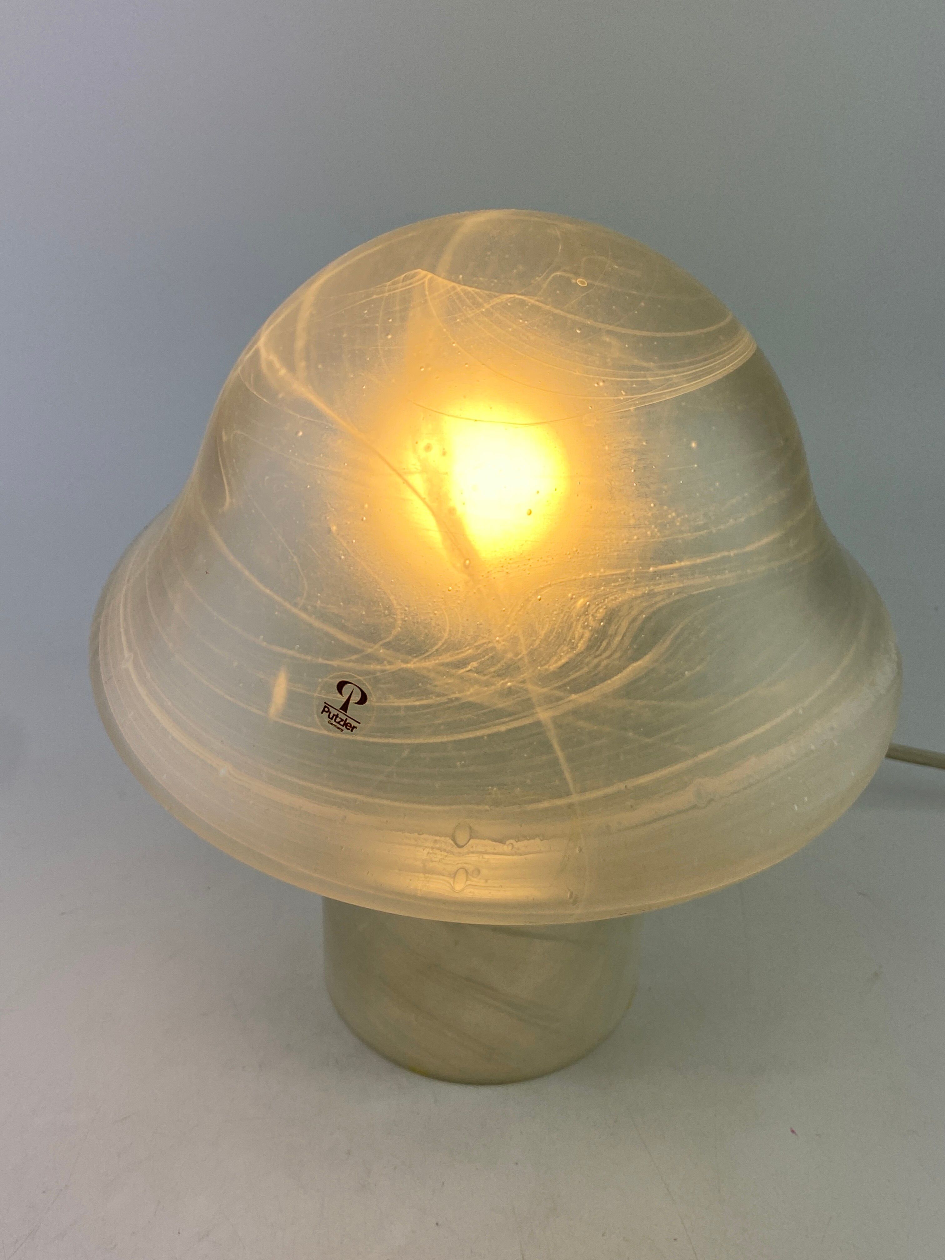 White clear glass peill and putzler mushroom table lamp