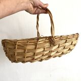 Flat bottom woven wicker basket