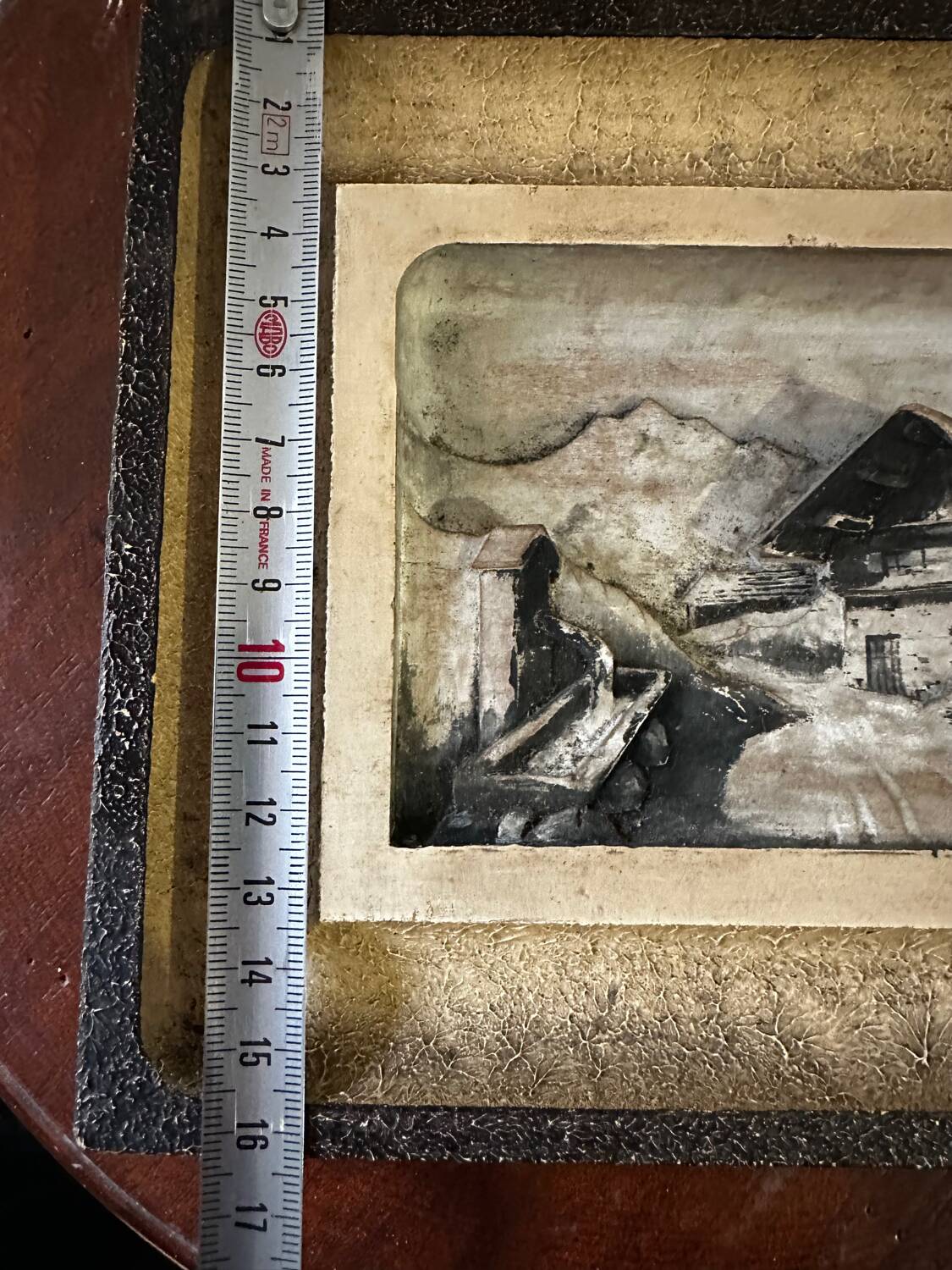 Carved and painted alpine tableau