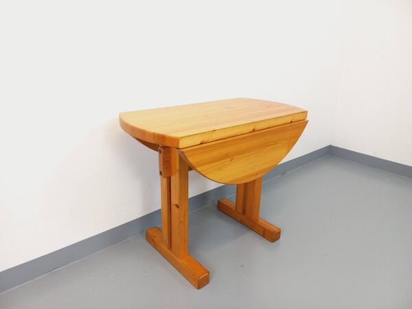 Table à manger ronde Charlotte Perriand Les Arcs vintage en pin des années 60 70