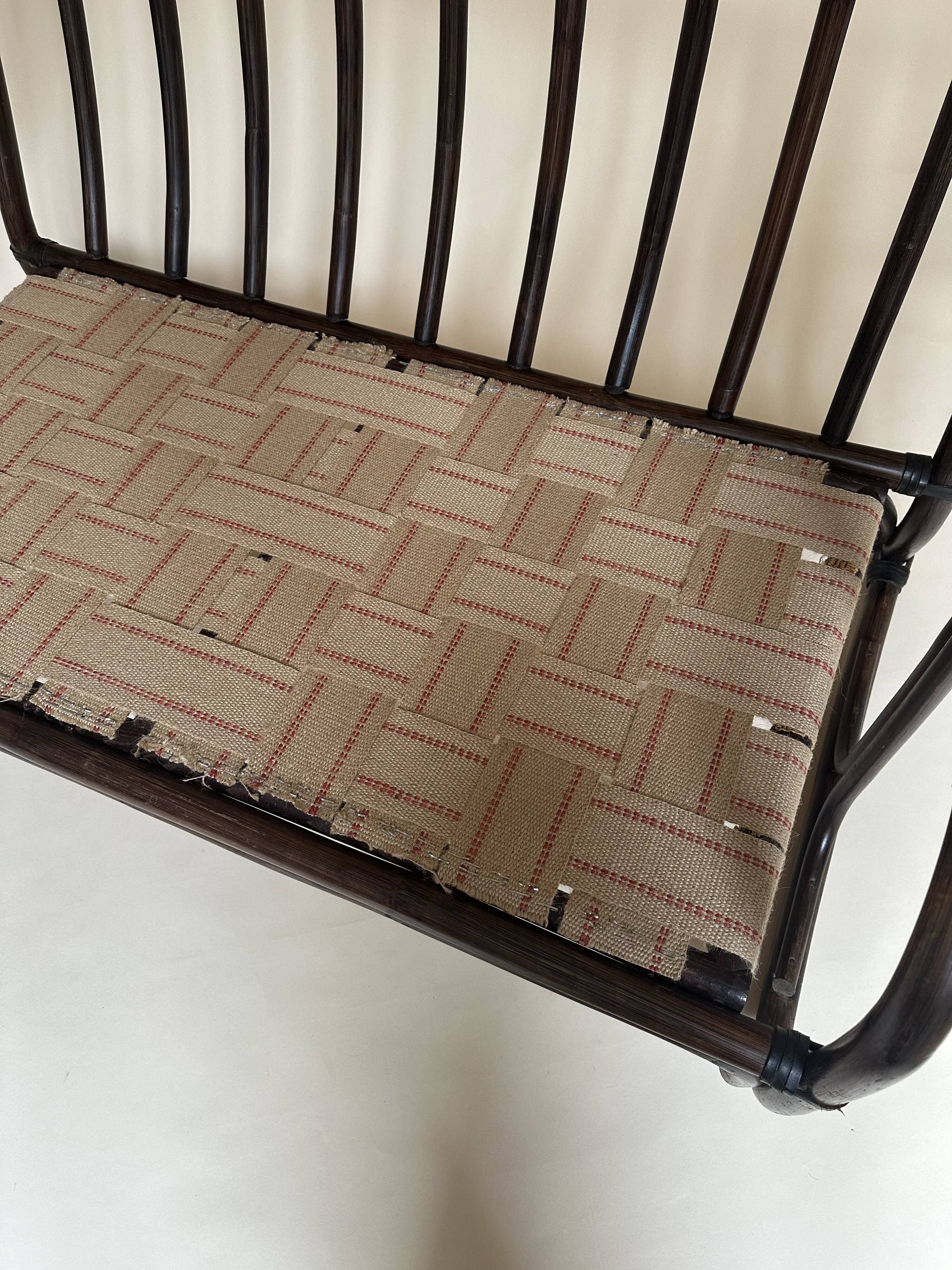 Two-seater rattan bench