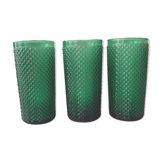 Lot de trois verres à orangeade  verts