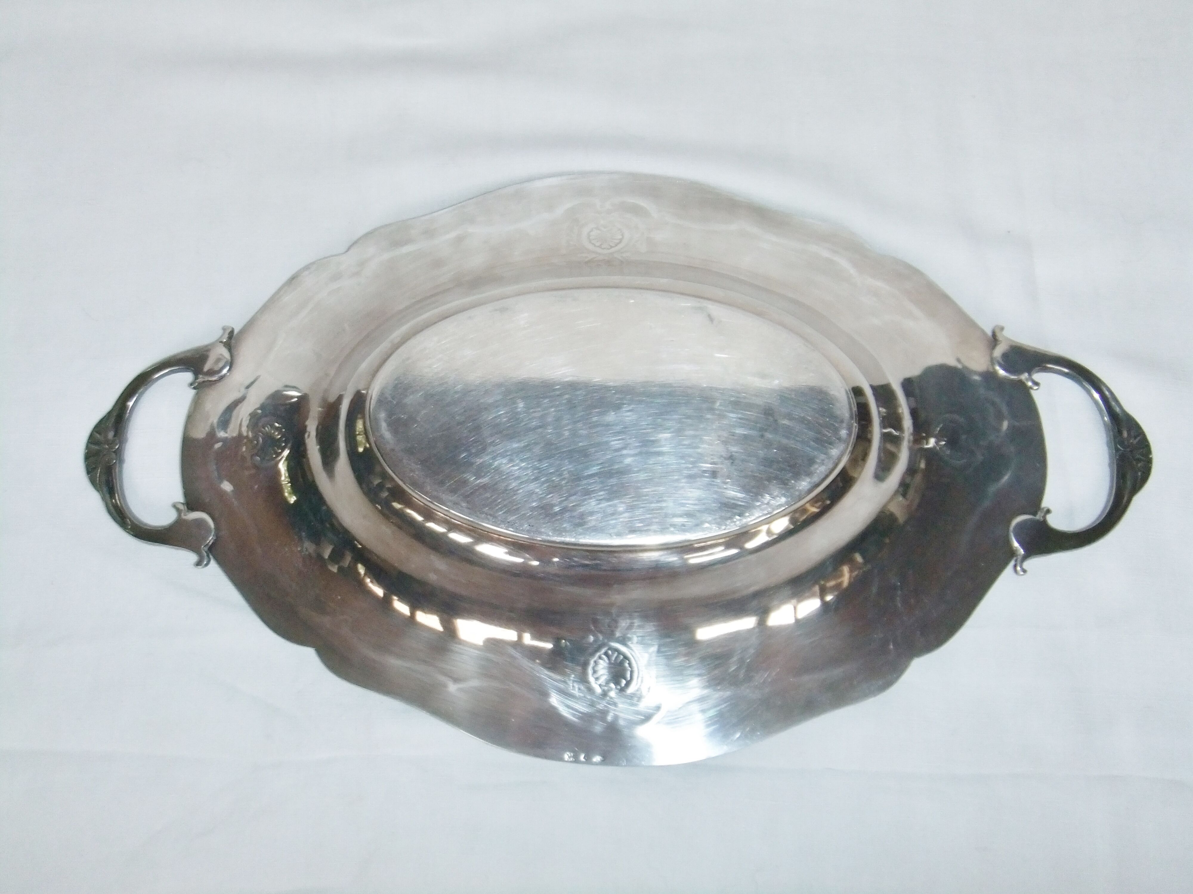 Service silver metal punch bird Phoenix tray handle