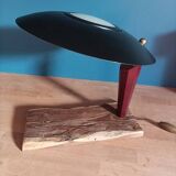 Loft bedside desk lamp wood metal saucer