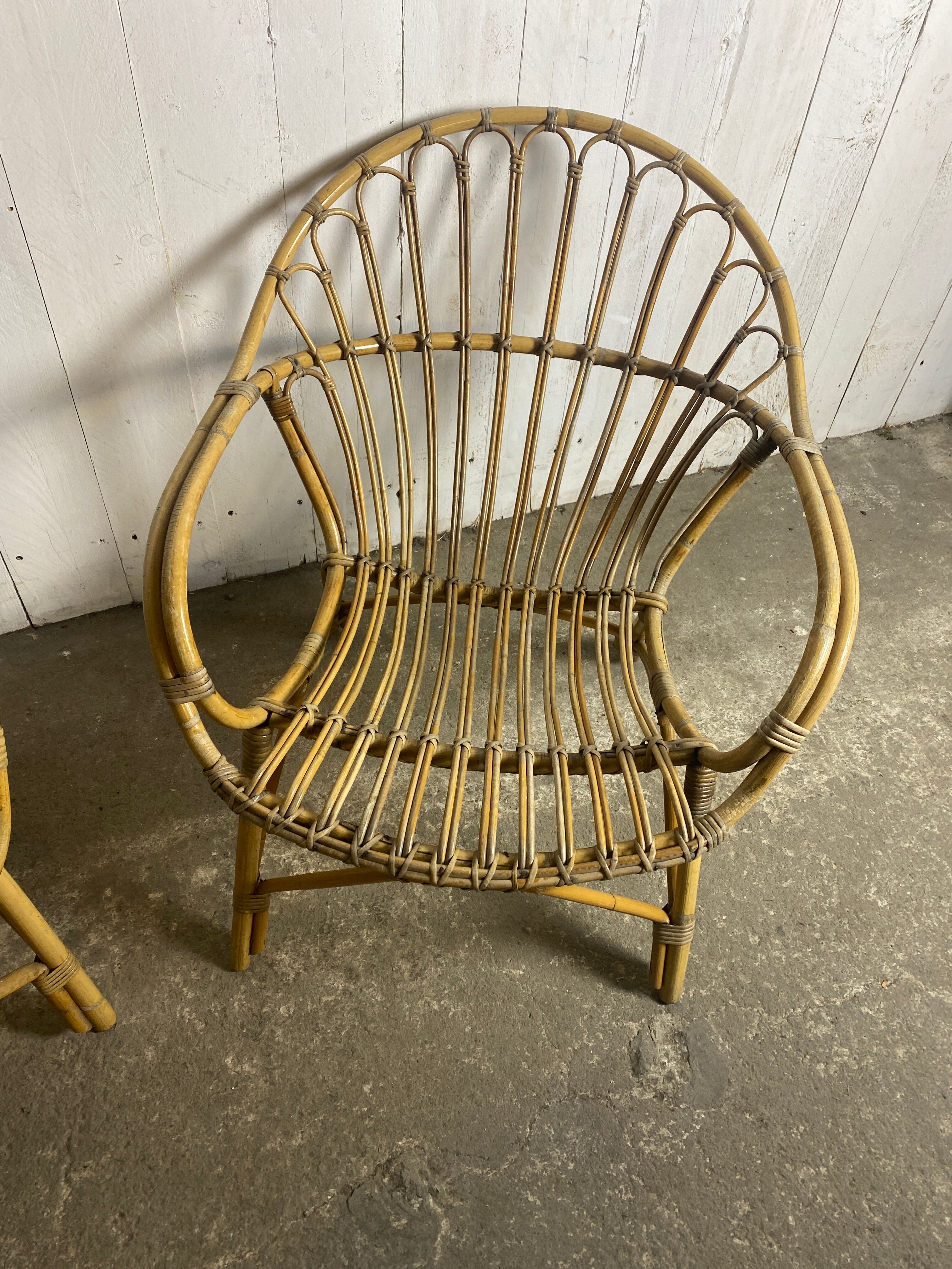 Paire de fauteuils rotin