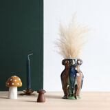 Zoomorphic ceramic owl vase in Flanders earth, Torhout Belgium, Art Nouveau period