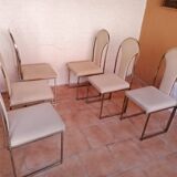 Chaises de salon vintage en laiton de belgo chrome, 1970s