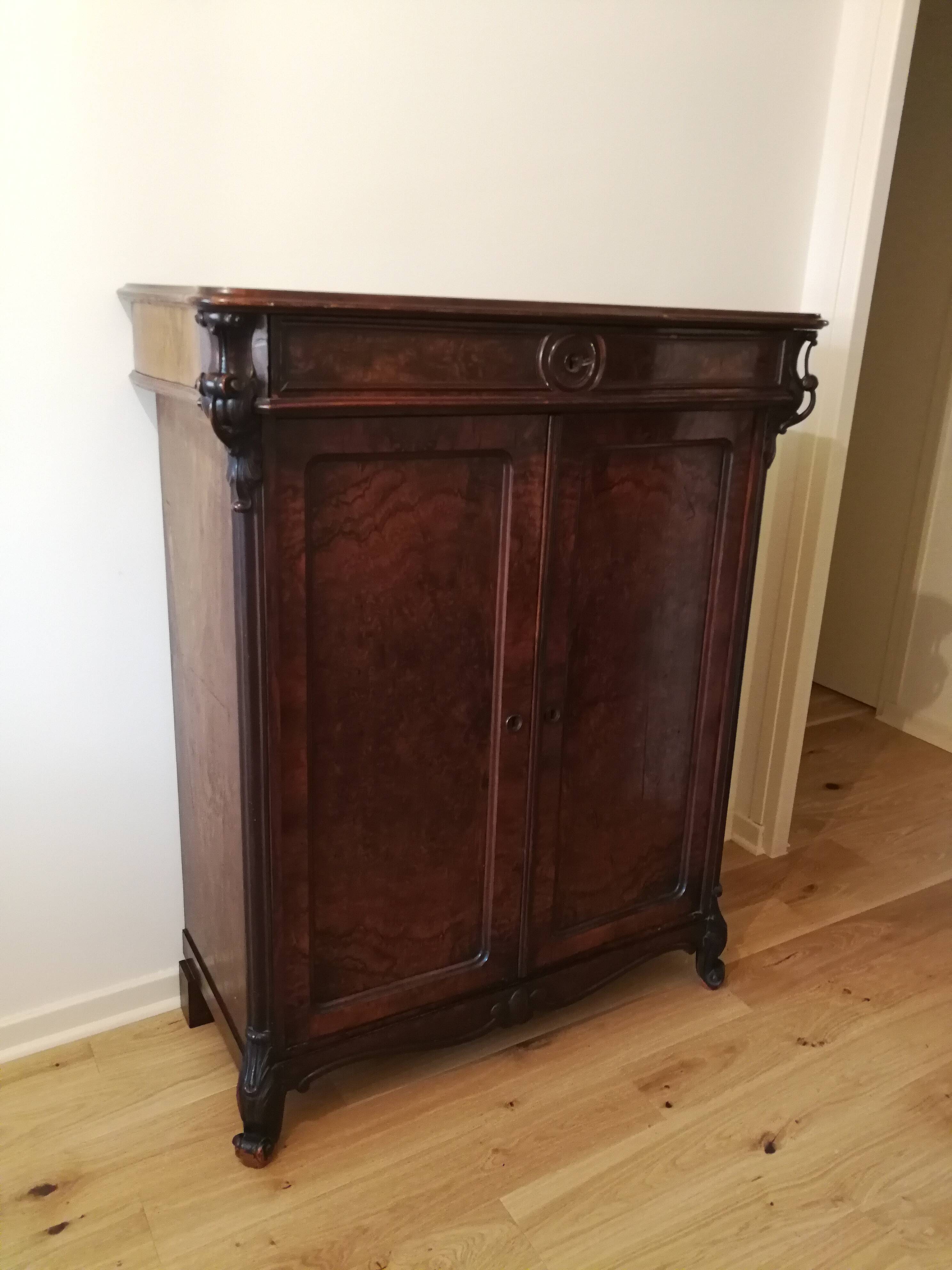 Armoire XIXe en ronce de noyer - Louis-Philippe / Napoléon III