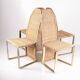 Suite de 4 chaises vintage en métal doré et osier
