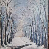 Snow landscape oil on canvas cardboard, unsigned