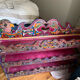 Folk painted wooden wall shelf