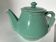 Art deco blue green stoneware teapot