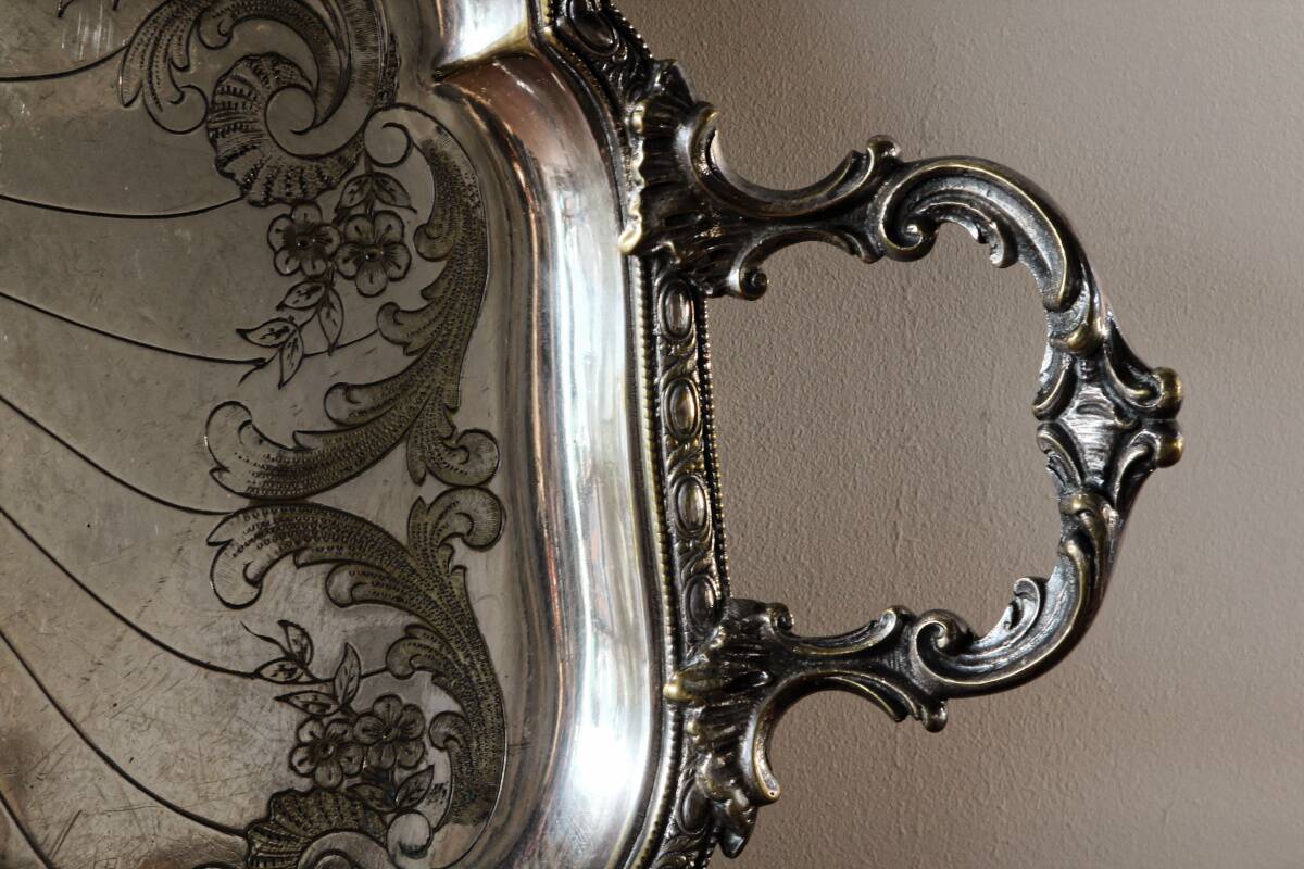 Large silver-plated serving tray, late 19th century.