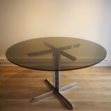 Smoked glass round dining table
