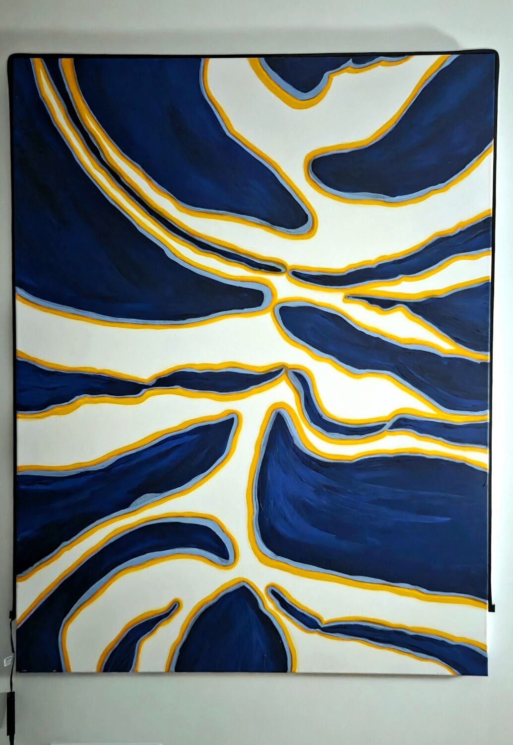 "Solar Flux" (abstract acrylic in blue and gold)