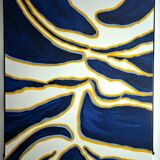 "Solar Flux" (abstract acrylic in blue and gold)