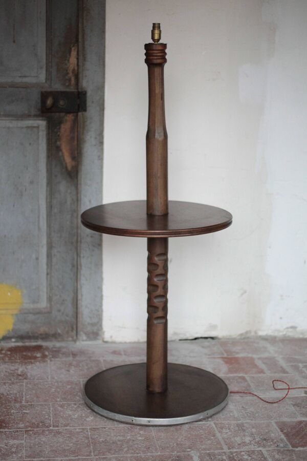Lampadaire bois vintage, table de lecture, table bois sculptée, liseuse