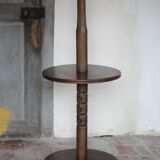 Vintage wooden floor lamp, reading table, carved wooden table, reading light