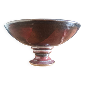 Signed ceramic fruit bowl on foot