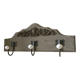 Wall-mounted wooden coat rack with 3 hooks.