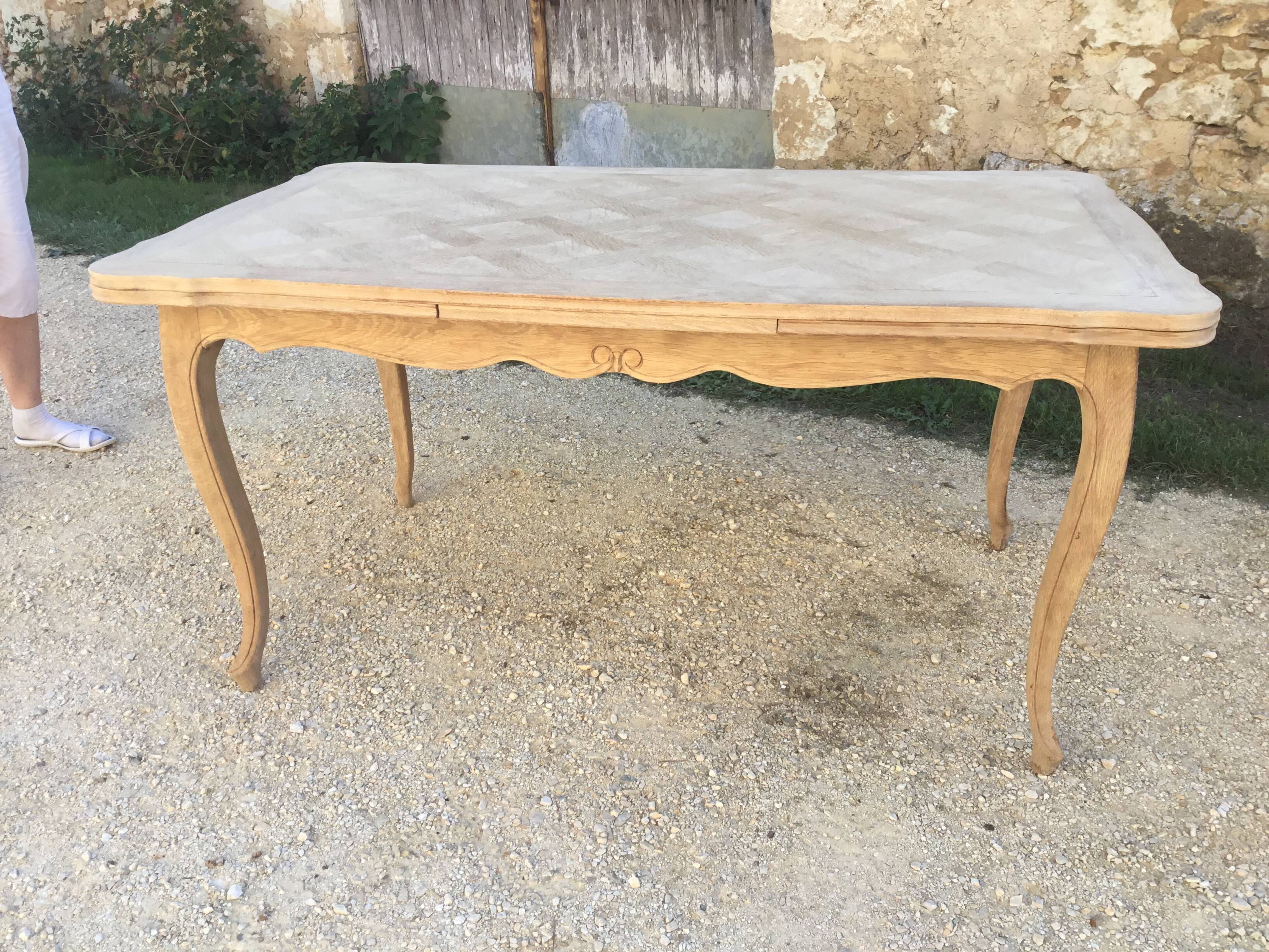 Louis XV style oak table stripped and left in natural wood