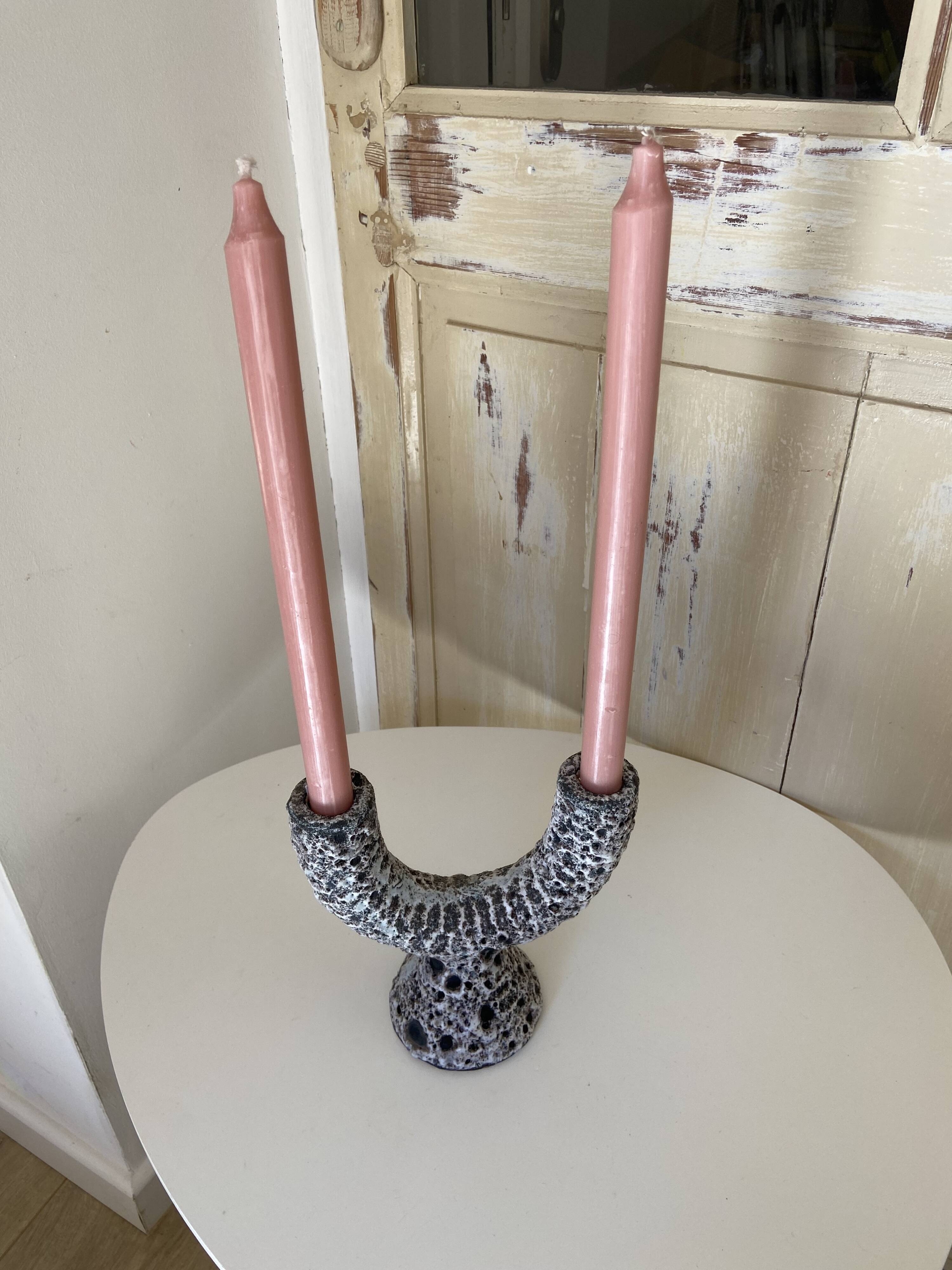 Candelabra candlestick candlestick 2 candles in fat lava style ceramic
