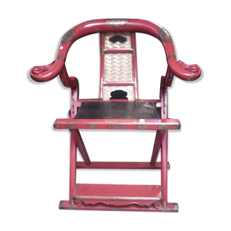 Fauteuil Japonnais laquage rouge du XIXème