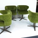Set of four green Gianni Moscatelli Swivel Poney Chairs for Formanova, 70s
