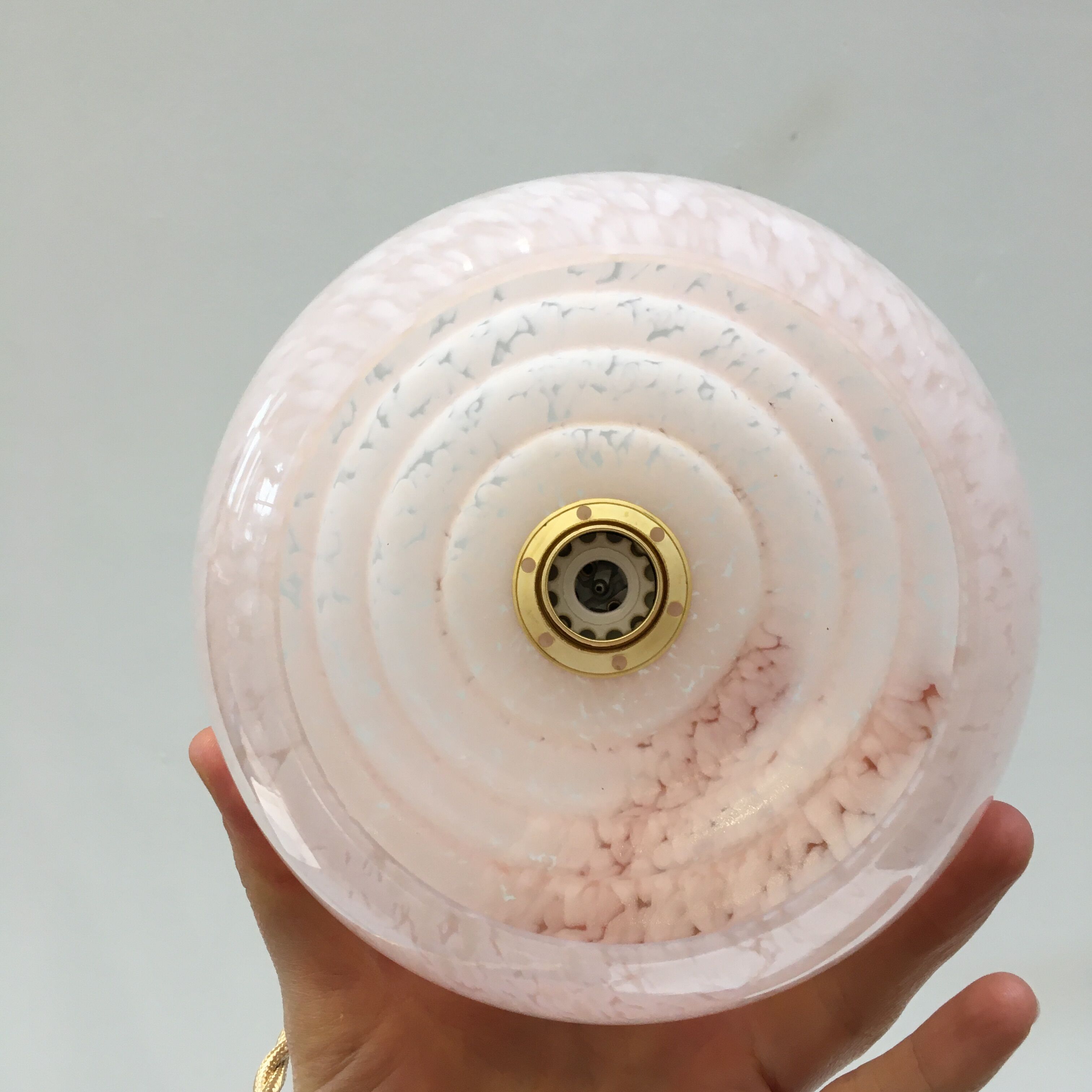 Art Deco pendant lamp in pink Clichy glass