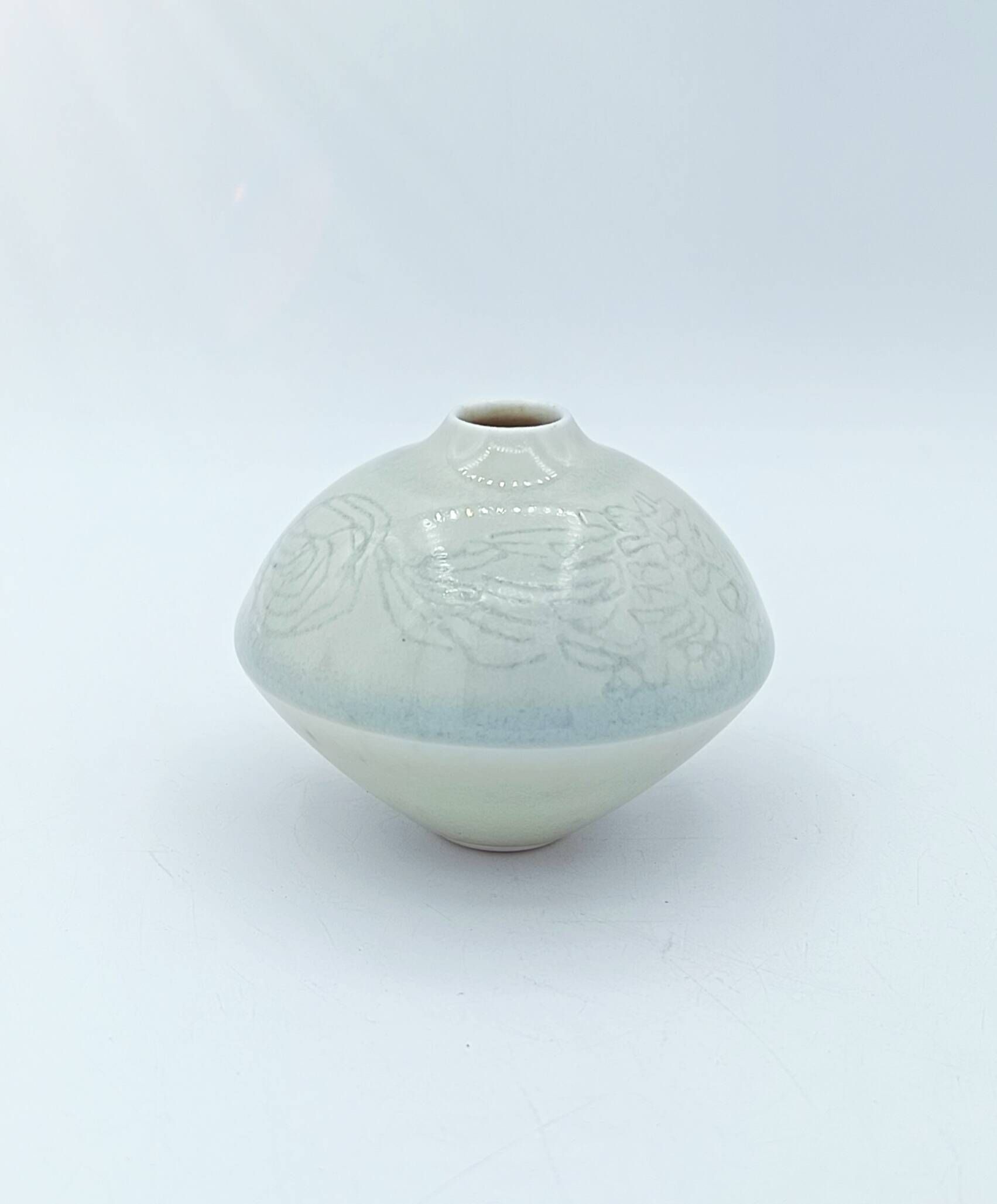 Robert Deblander - Vase porcelaine céladon - Puisaye