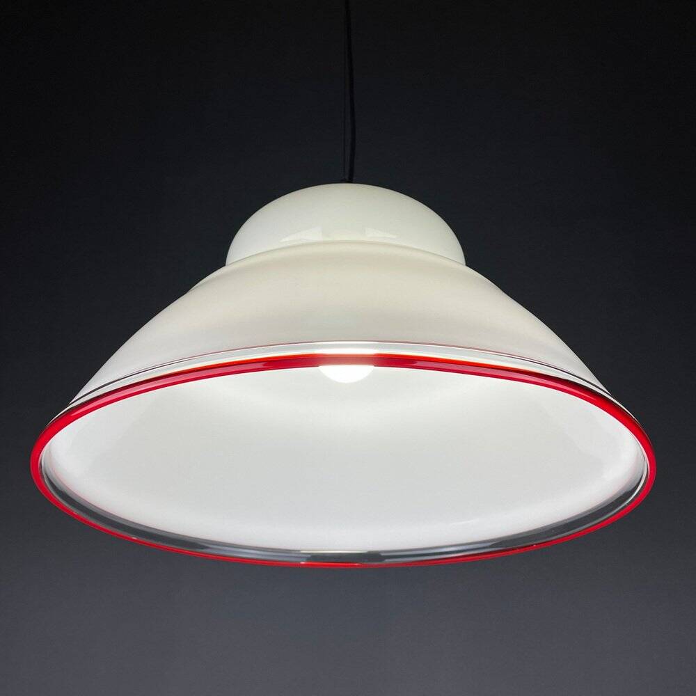 White Murano Suspension Lamp, Italy, 1970s