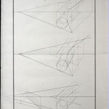 Old drawing - study of geometry - Ecole Royale Polytechnique 1824