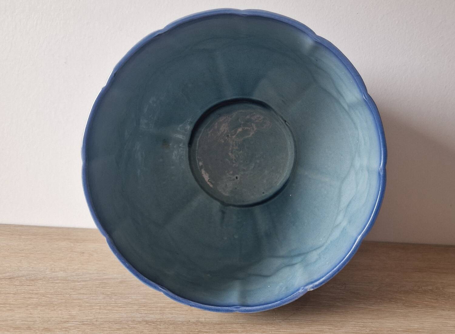 Large blue Art Deco Sarreguemines flowerpot