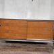 Enfilade 2 sliding doors in teak feet vintage chrome