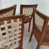 Series of 4 wood and strap chairs by Krasna Jizba Year 40