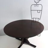 Vintage round ebonized walnut dining table mod. 522 by g. frattini for bernini