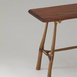 Contemporary handcrafted stool / end table in solid oak and sipo wood