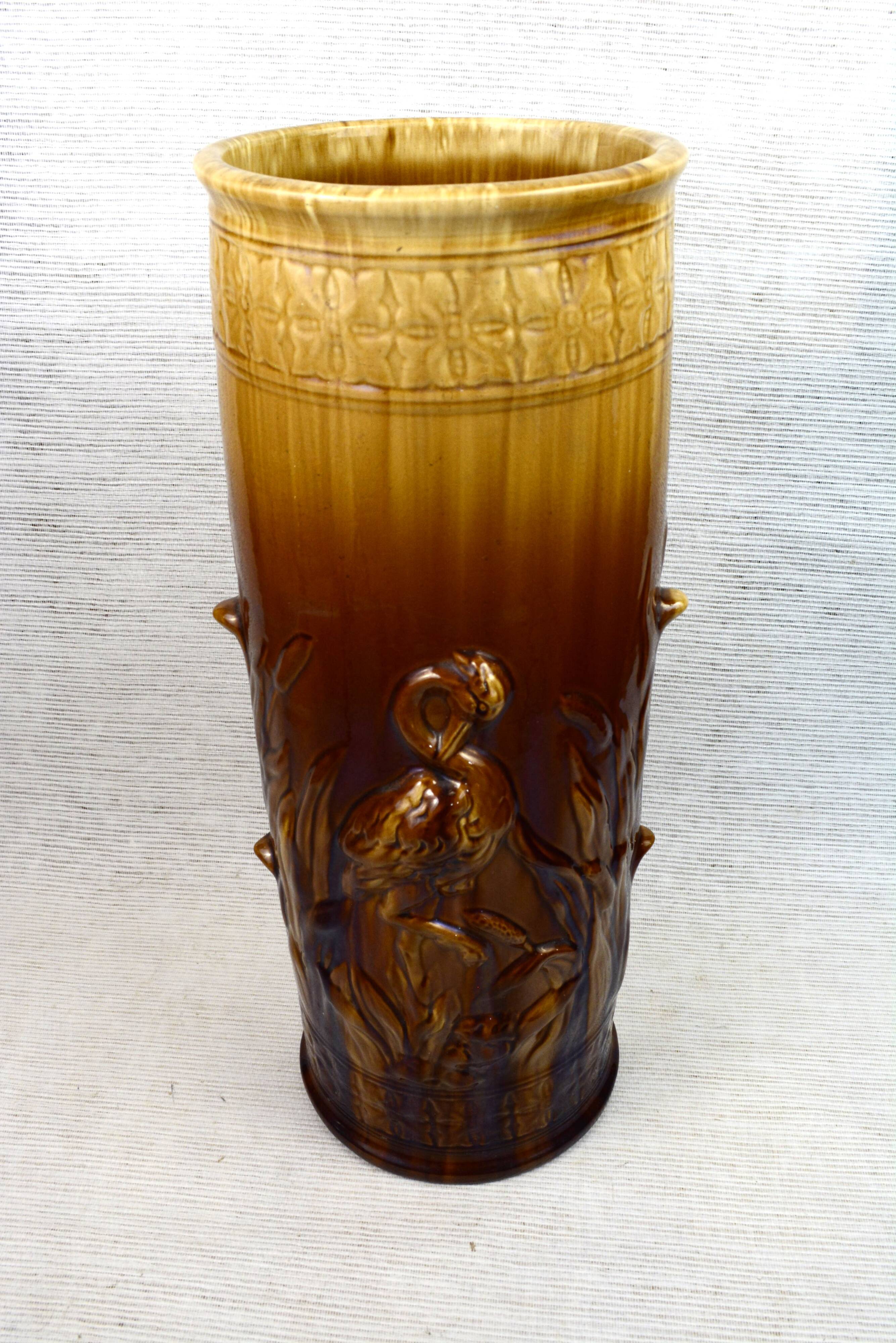 Art Nouveau slip ceramic umbrella stand