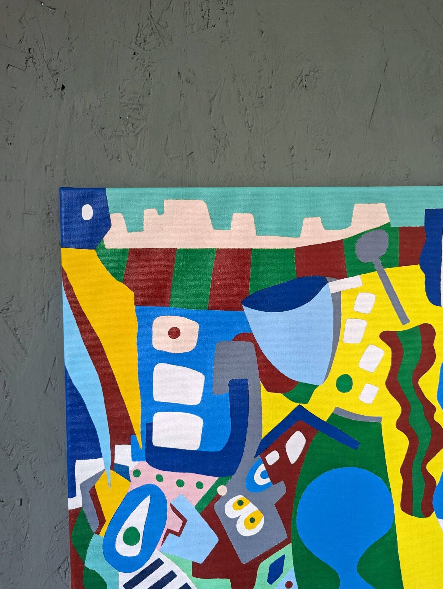 Contemporary Abstract Painting "Blue Tiger" 2023 Unframed Acrylic on Canvas