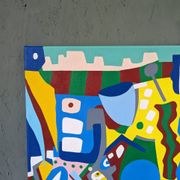 Contemporary Abstract Painting "Blue Tiger" 2023 Unframed Acrylic on Canvas