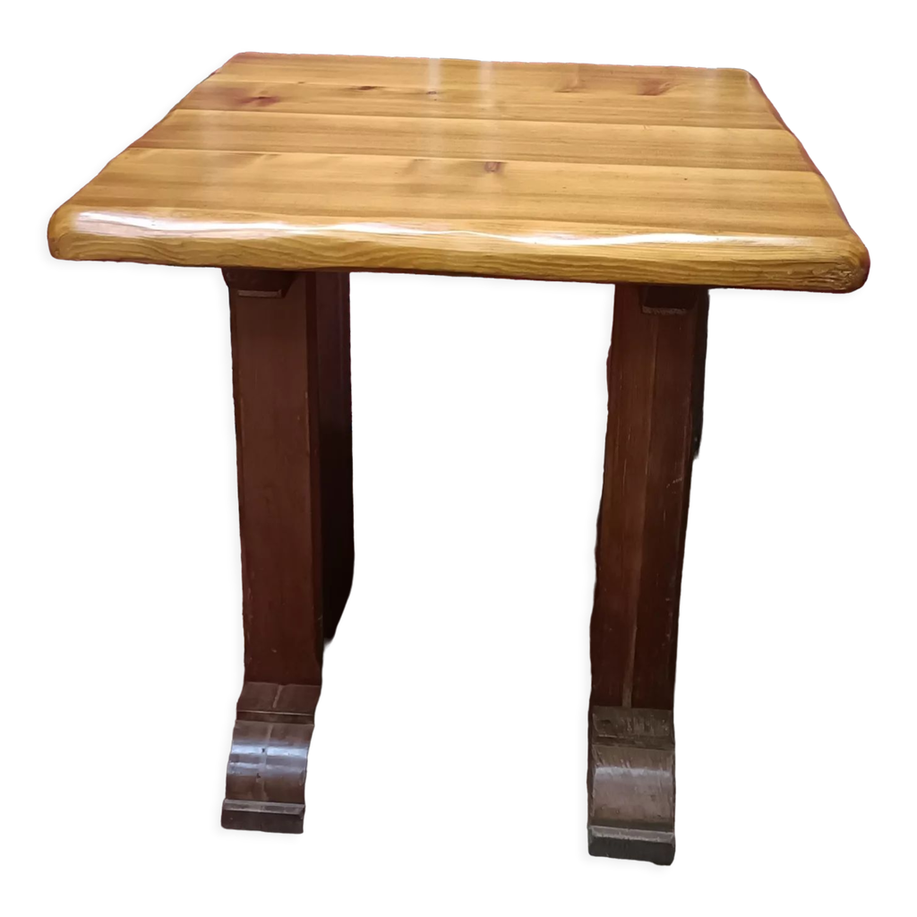 Table de bistro carré style table de ferme en pin massif | Selency