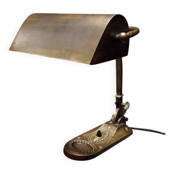Antique brass Art Deco notary lamp/banker lamp