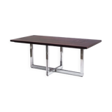 Table à manger vintage métal chromé et palissandre Espagne, années 70