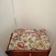 Wooden and fabric footrest with 2 drawers and book rack