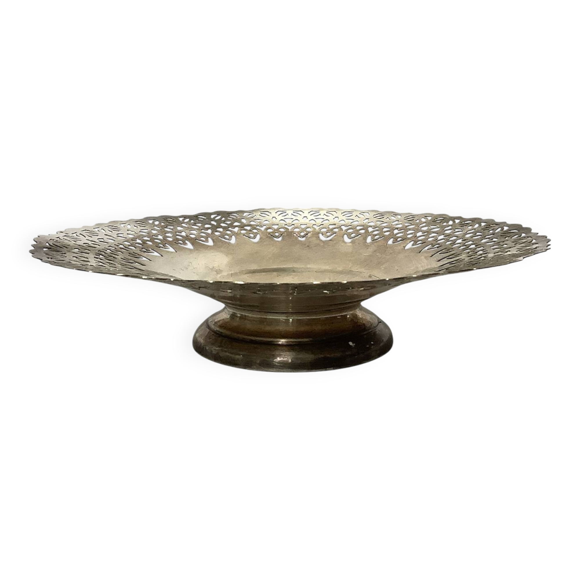 Grand compotier vintage ajouré en métal argenté – Élégance intemporelle