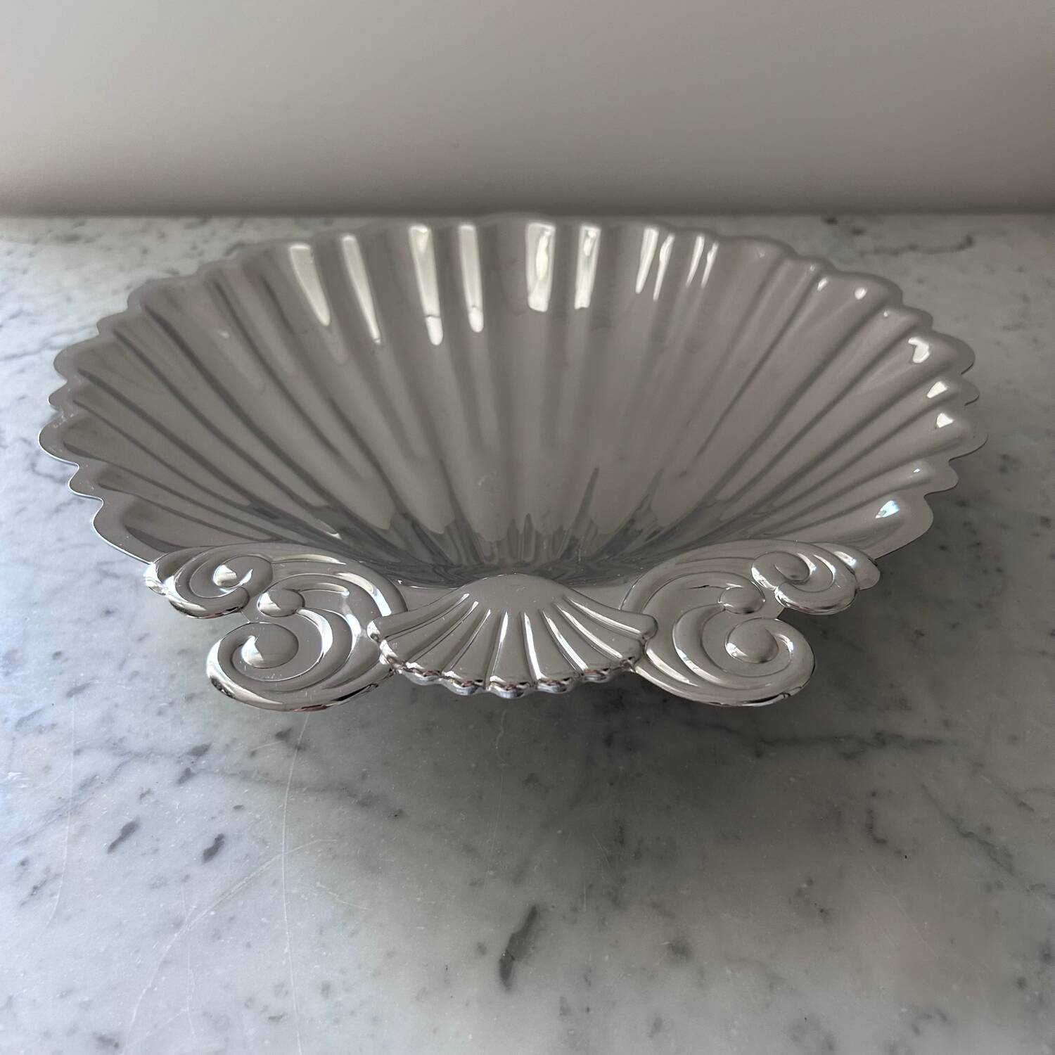 Large stainless steel seashell bowl