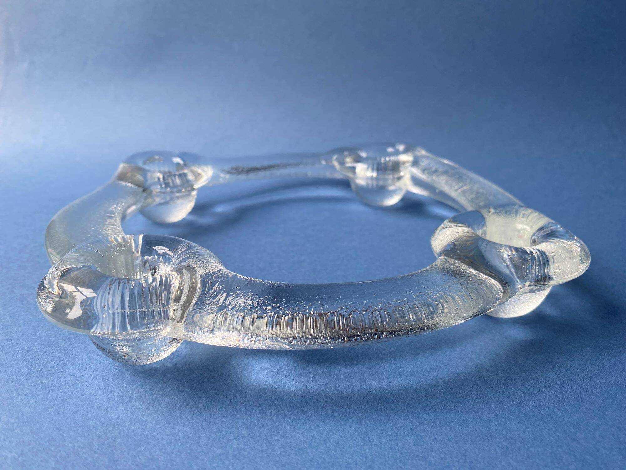 Pukeberg Scandinavian vintage glass candle holder from the 70s - large model