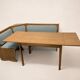 Ensemble vintage de coin repas en chêne — banquette, table extensible et 2 chaises