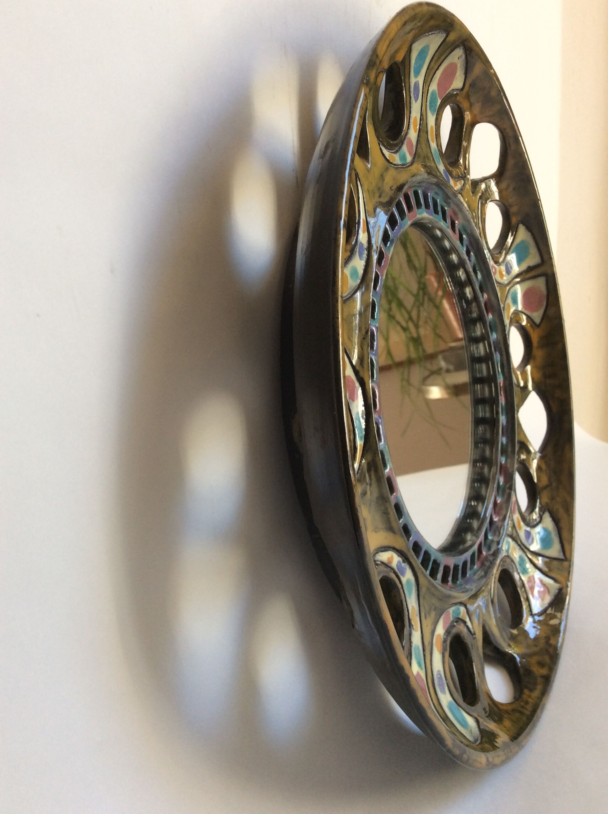 Ceramic mirror from the 1960s 32cm